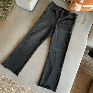 AEO black high waisted crop jeans